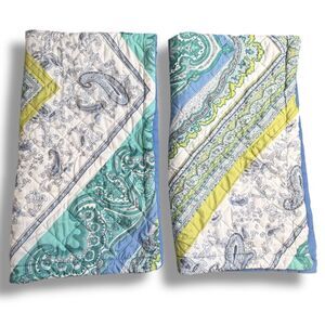 Echo Bedding Paisley Chevron Print Quilted Standard Pillow Shams Blue Multi
